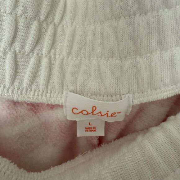 Colsie Women’s Large Pink Red Patterned Jogger Pants - Picture 2 of 5